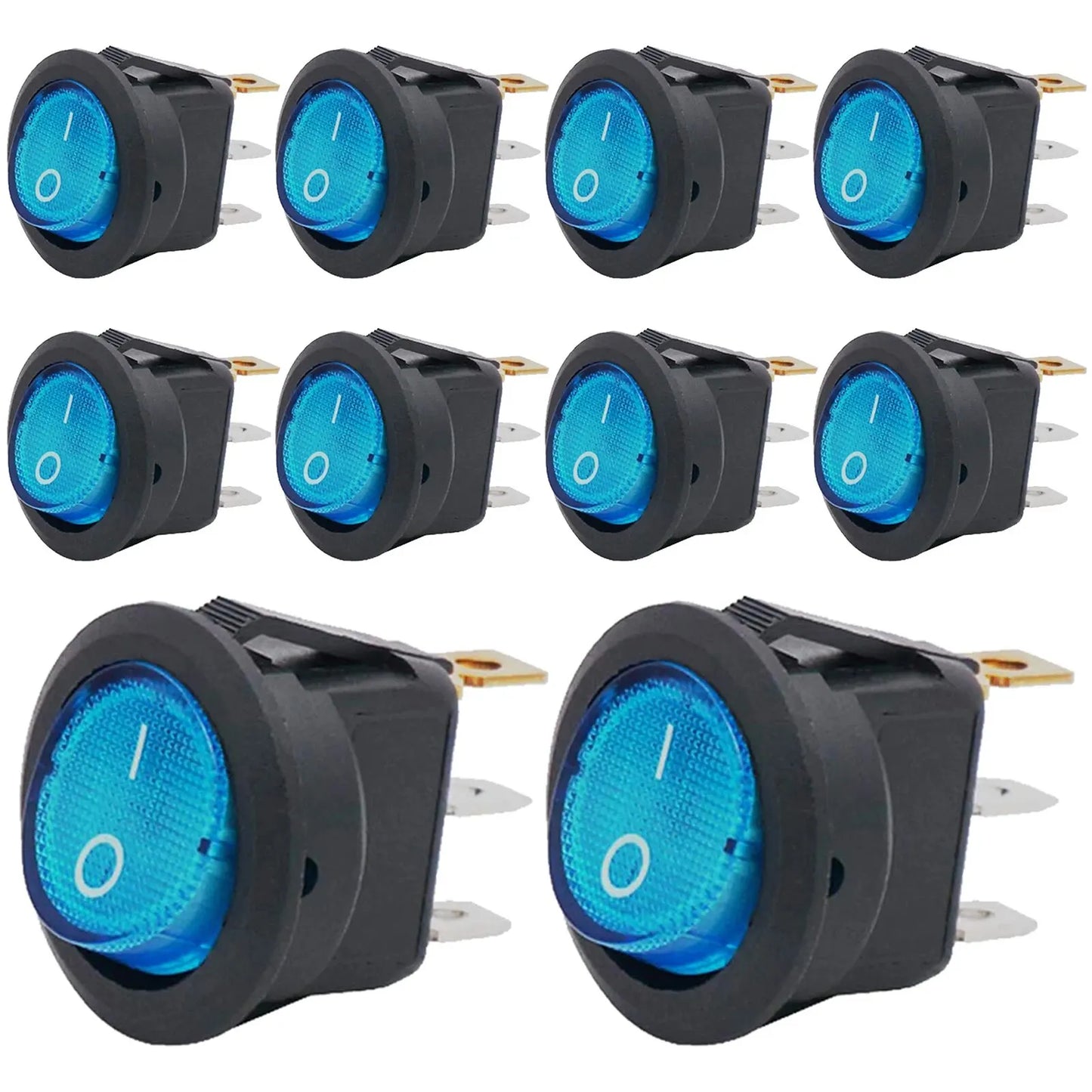 8pcs KCD1 On/Off 3-Pin 2-Position Snap 20A 12V Red LED Round Boat Rocker Switch with LED For Househeld DIY Replacement