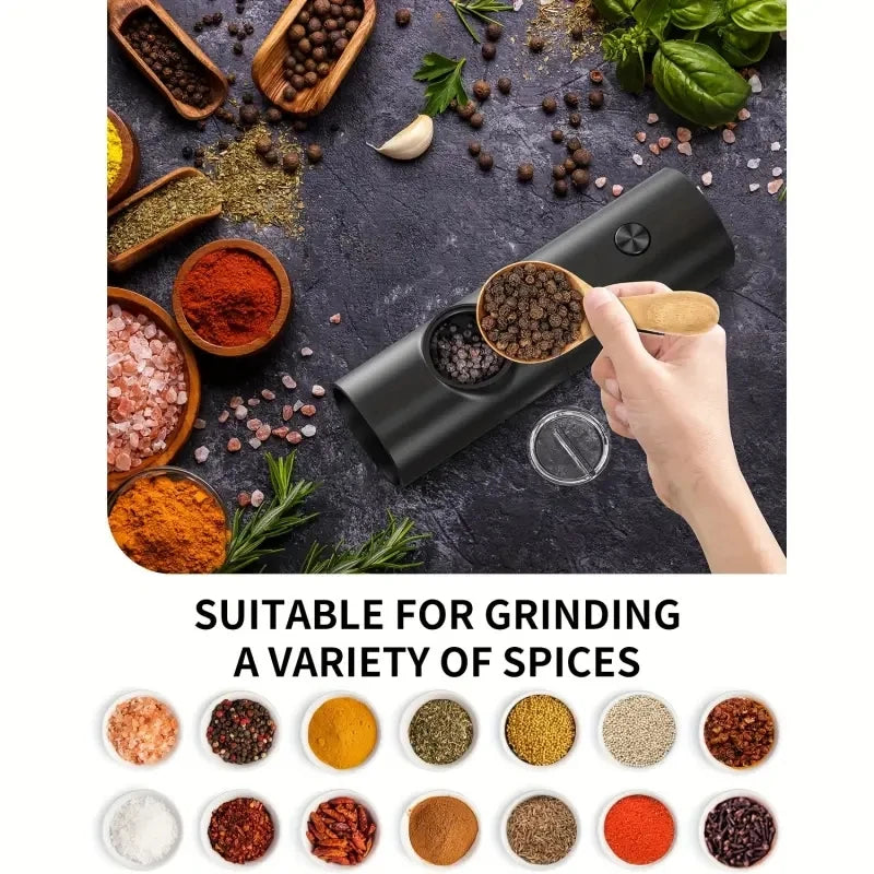 1pcs/2pcs Electric battery Automatic Salt And Pepper Grinder Set Rechargeable Gravity Spice Mill Adjustable Kitchen Tools