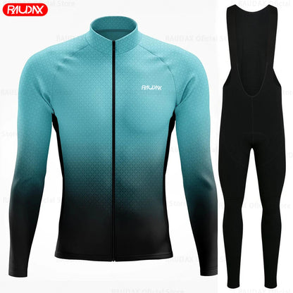 Raudax Spring and Autumn Cycling Jersey Sets Men's Cycling Clothes Mountain Road Bicycle Long Sleeve Roupa De Ciclismo Clothing