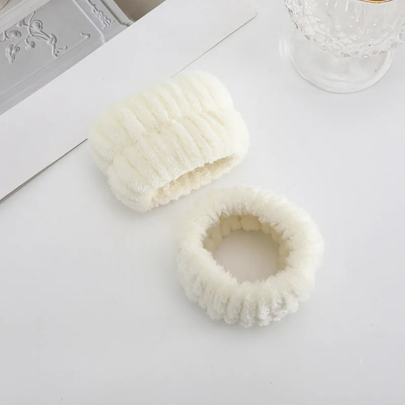 1/2/3Pcs Face Wash Absorbent Wristband Headband Hair Accessories Set Women Girls Coral Fleece Hair Bands Cuff Waterproof Bands