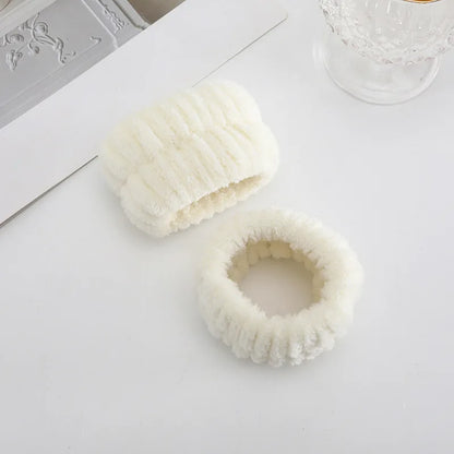 1/2/3Pcs Face Wash Absorbent Wristband Headband Hair Accessories Set Women Girls Coral Fleece Hair Bands Cuff Waterproof Bands