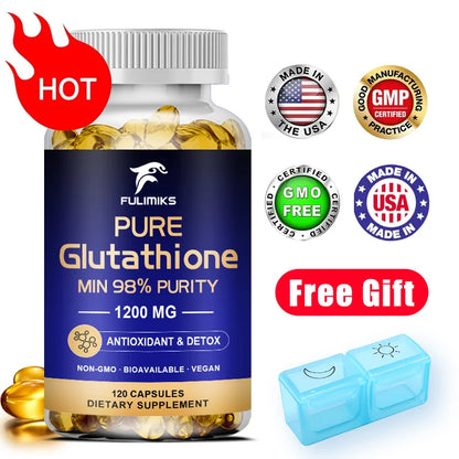 Pure Glutathione Capsules - Max Absorption, Support Overall Detoxification, Antioxidant & Anti-Aging, Liver, Skin & Immunity