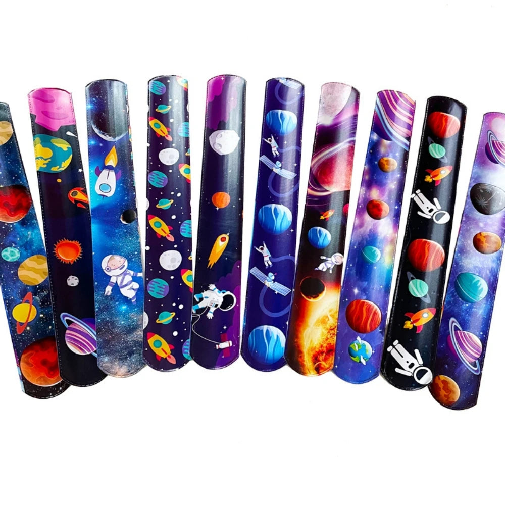10-50 Pcs Cartoon Space Astronaut Theme Clapping Circle Wristband, Birthday Space Party Carnival School Kindergarten Gift Prize