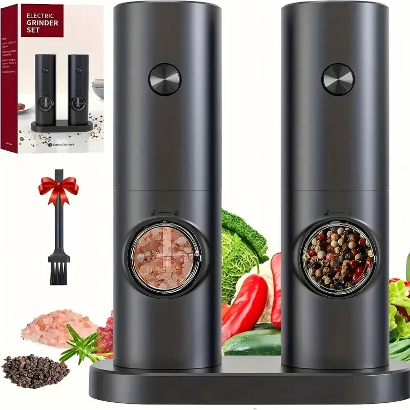 1pcs/2pcs Electric battery Automatic Salt And Pepper Grinder Set Rechargeable Gravity Spice Mill Adjustable Kitchen Tools