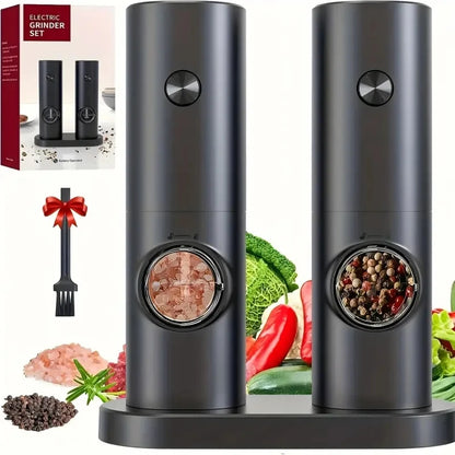 1pcs/2pcs Electric battery Automatic Salt And Pepper Grinder Set Rechargeable Gravity Spice Mill Adjustable Kitchen Tools