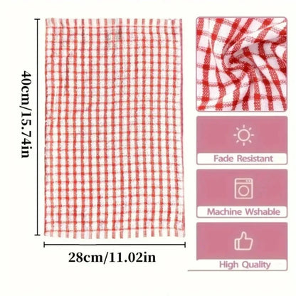 Absorbent Checkered Kitchen Towel Cleaning Cloth Absorbent Pure Cotton TeaTowel Thickened Quick-drying Small Towel Tea Table Rag