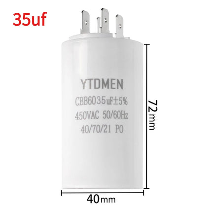 1PCS CBB60 Starting Capacitor 450VAC 4pin Double Insert Electric Replacement Motor Run Capacitors 4UF 5UF 6UF 8UF 16UF 20UF 60UF