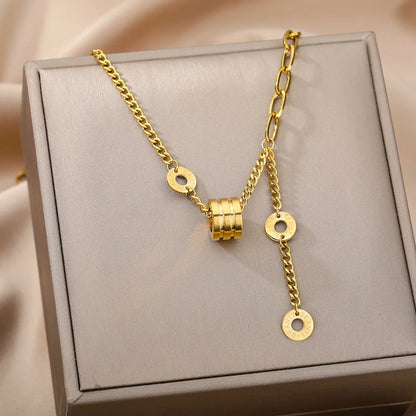 Double Layer Hollow Clavicle Chain Stainless Steel Necklace For Women Punk Hip-Hop Streetwear Jewelry Dropshipping