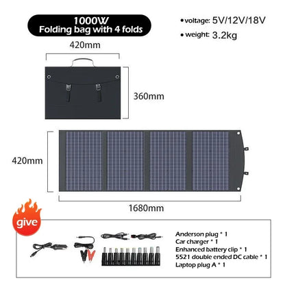 2000w 1500w 1000w 500w Flexible Foldable Solar Panel High Efficience Travel & Phone & Boat Portable 12V Solar Panel Kit