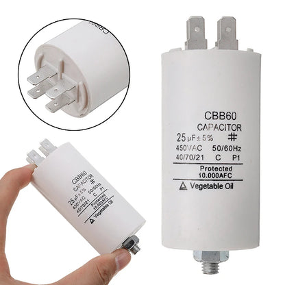 Universal 25uf Capacitor CBB60 Motor Run Capacitors Water Pump Starting Capasitor 450V AC Motors