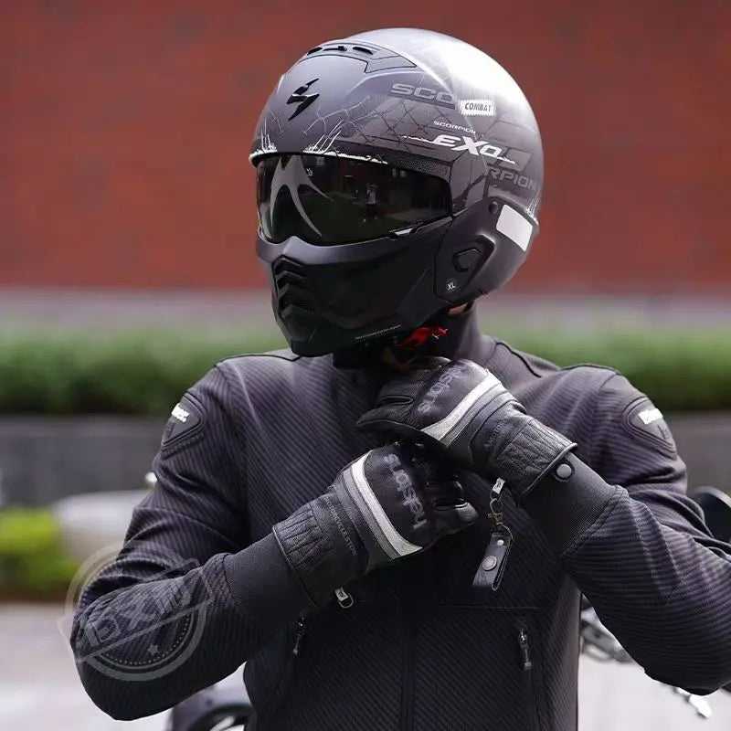 USA Scorpion Exo-Combat II Motorcycle Helmet Retro Detachable Helmet ECE DOT Certification Full Face Cascos Para Moto for Harley