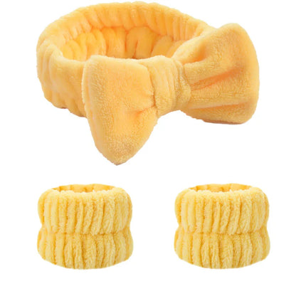 1/2/3Pcs Face Wash Absorbent Wristband Headband Hair Accessories Set Women Girls Coral Fleece Hair Bands Cuff Waterproof Bands