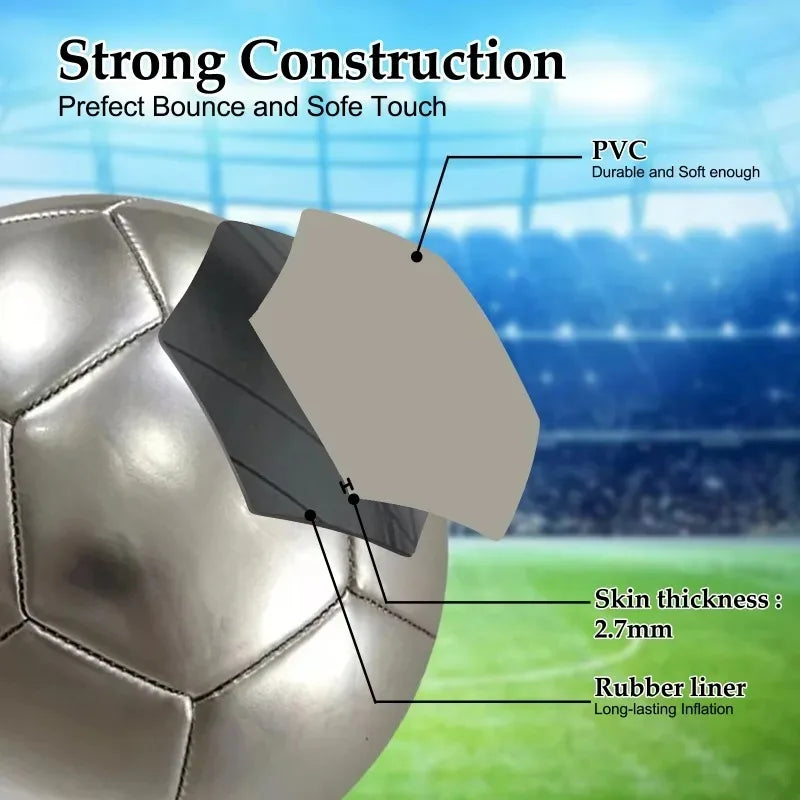 Golden silver Football Soccer Balls Official Size 5 PVC Football Team Training Footy Ball Outdoor Match Game Football Training..