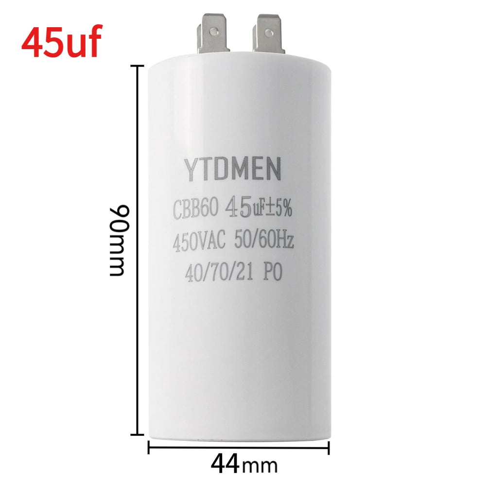1PCS CBB60 Starting Capacitor 450VAC 4pin Double Insert Electric Replacement Motor Run Capacitors 4UF 5UF 6UF 8UF 16UF 20UF 60UF