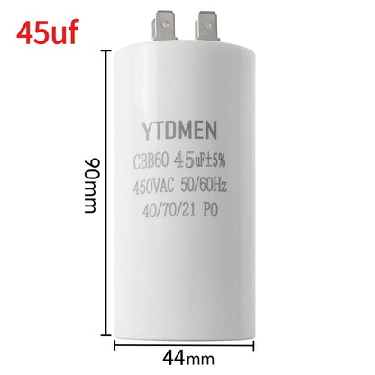 1PCS CBB60 Starting Capacitor 450VAC 4pin Double Insert Electric Replacement Motor Run Capacitors 4UF 5UF 6UF 8UF 16UF 20UF 60UF