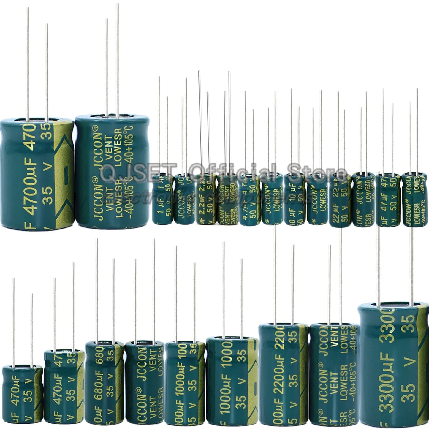 JCCON 6.3V 10V 16V 25V 35V 450V 100V 400V 100UF 220 330 470 680 1000 1500 2200 3300UF High-frequency lOWESR aluminum capacitors