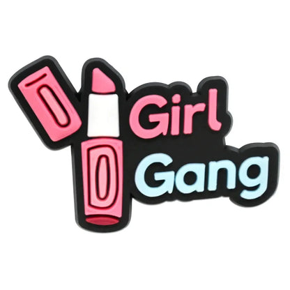 Cute Pink Power Shoe Charms Decoration for Crocs Pin Accessories Charms Bracelet Wristband DIY Shoe Women Party Gifts