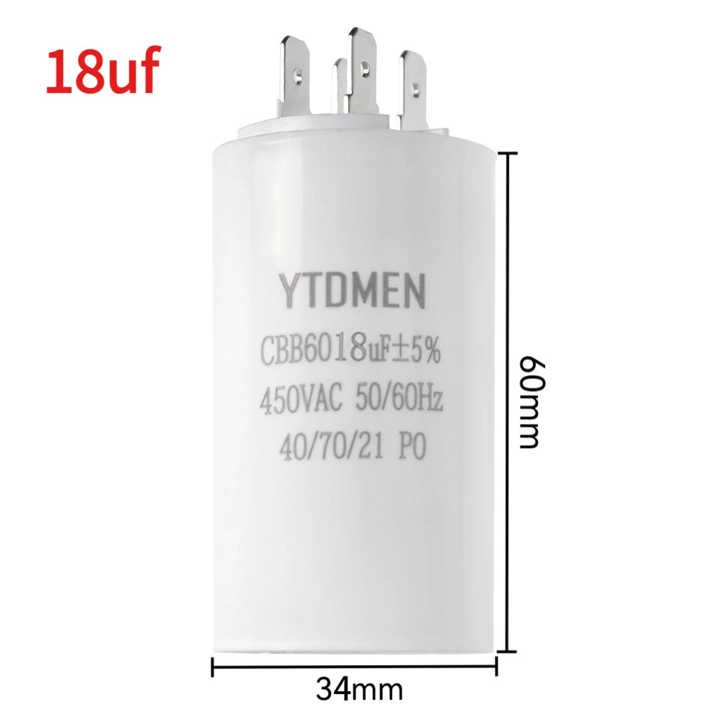 1PCS CBB60 Starting Capacitor 450VAC 4pin Double Insert Electric Replacement Motor Run Capacitors 4UF 5UF 6UF 8UF 16UF 20UF 60UF