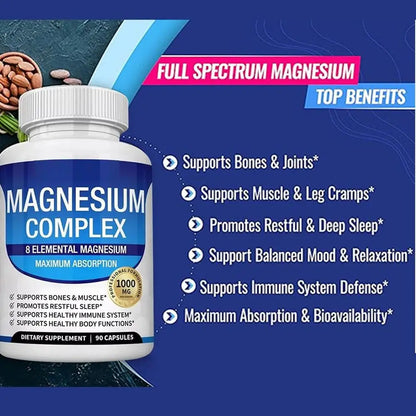 Magnesium Composite Capsules 1000mg Support Muscle Relaxation Relieve Stress Bone Health Dietary Supplement Health Care