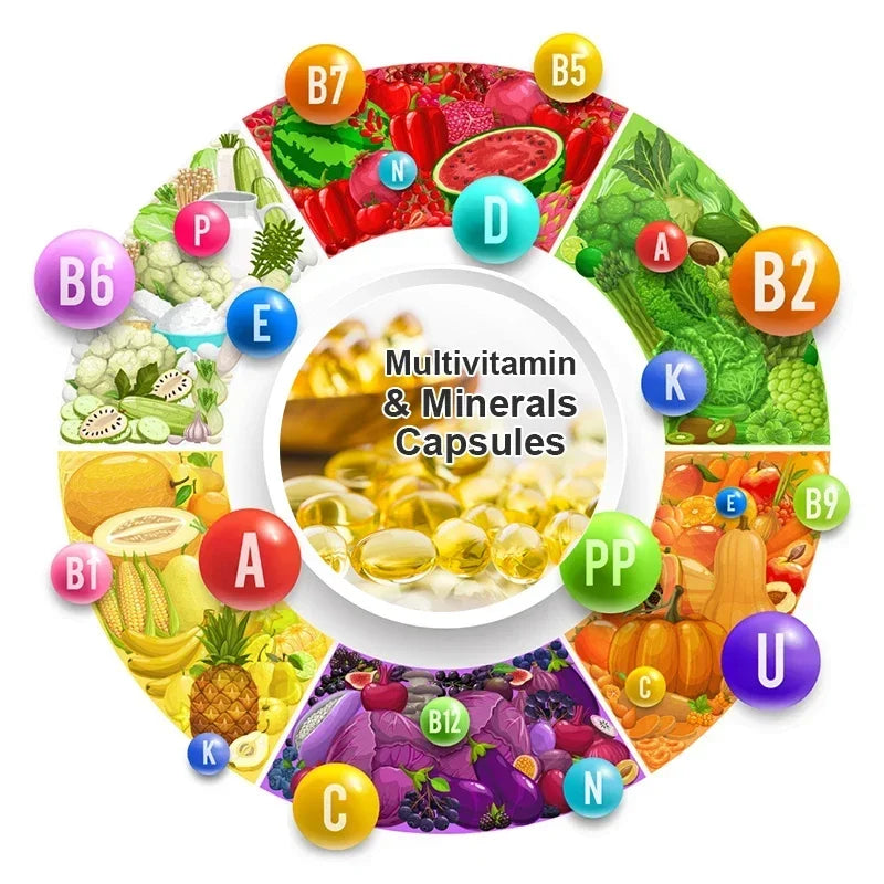 Multivitamin & Minerals Supplement,with Probiotics, Supports Digestive Health, Immunity, Heart Function, Energy & Antioxidant