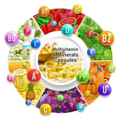 Multivitamin & Minerals Supplement,with Probiotics, Supports Digestive Health, Immunity, Heart Function, Energy & Antioxidant