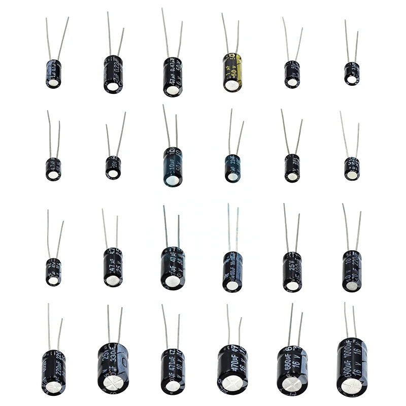 500Pcs/lot 0.1UF-1000UF 24Values Aluminum Electrolytic Capacitors 10-50V mix Electrolytic capacitor Assorted kit and storage box