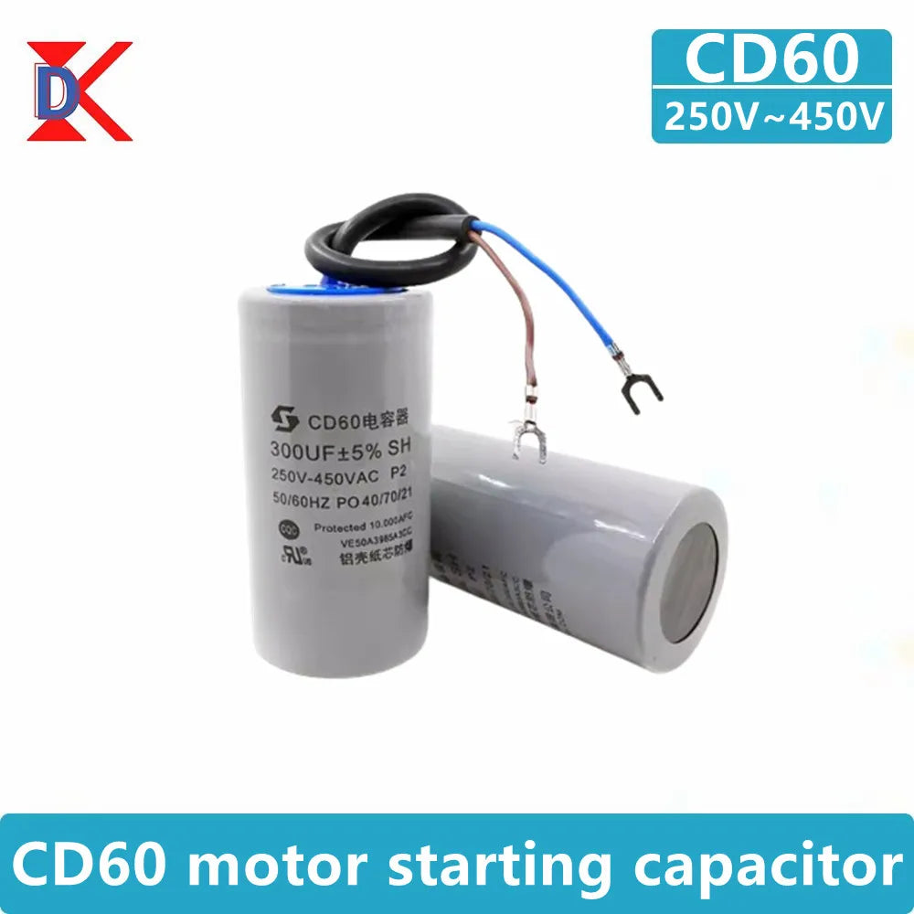 CD60 Motor Run Capacitors 250V 450V 50UF 75UF 100UF 150UF 200UF 250UF 300UF 350UF 400UF 450UF 500UF Start Water Pump Washer