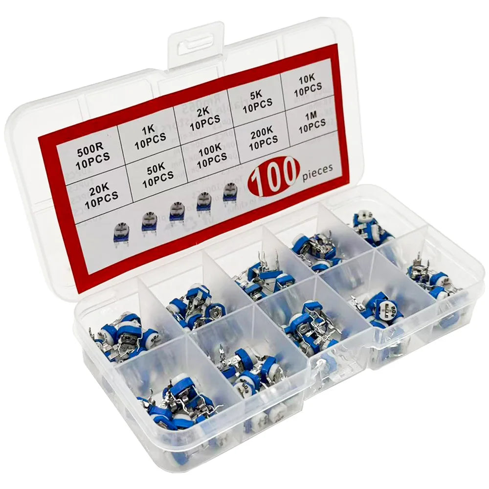 100Pcs RM065 Variable Resistors 10 Values Electronic Component Durable And Accurate