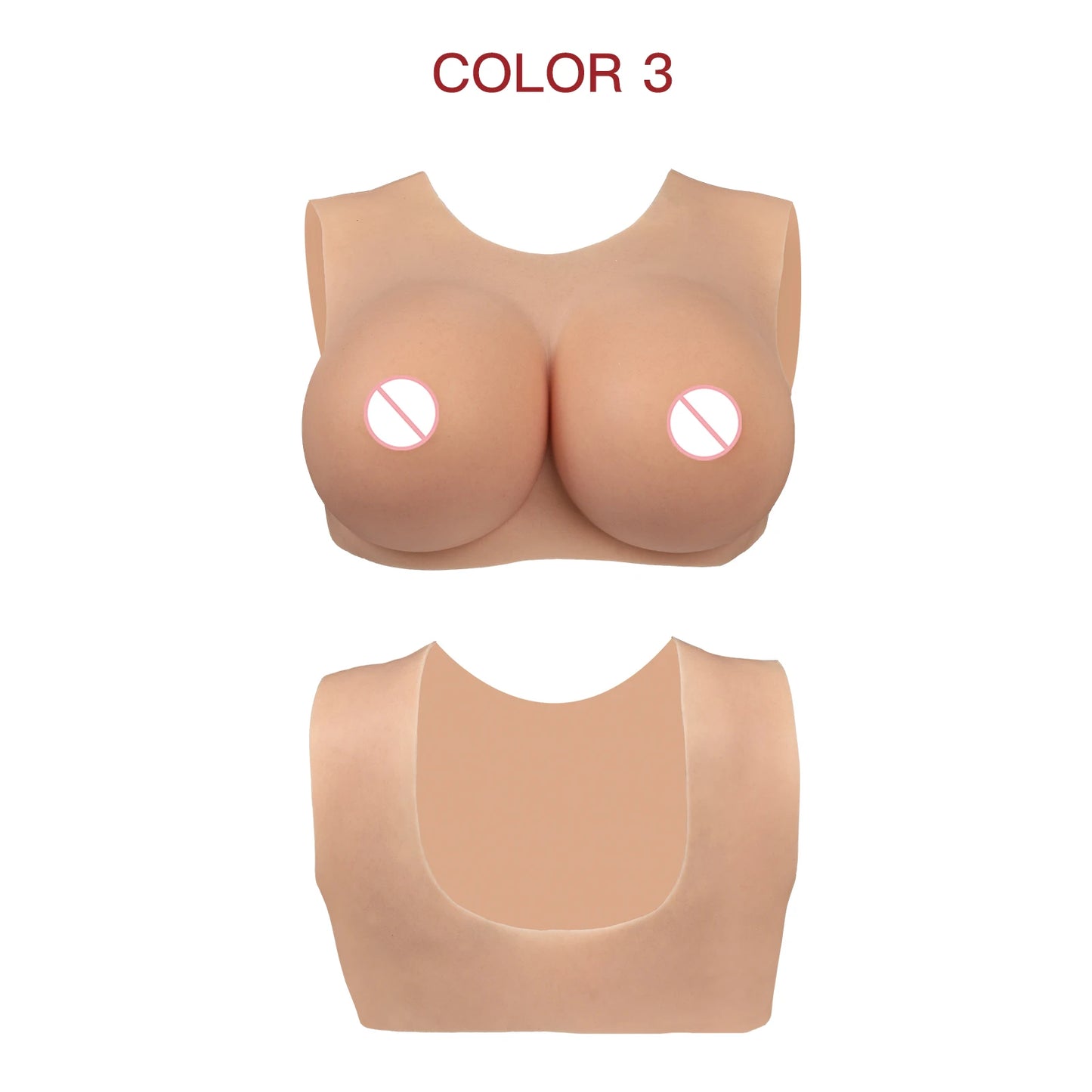 KUMIHO BCDEG Cotton Breast Forms Round Neck Cutout Sissy Fake Boobs Transgender Cosplay Crossdressing Sissy for Men Fake Chest