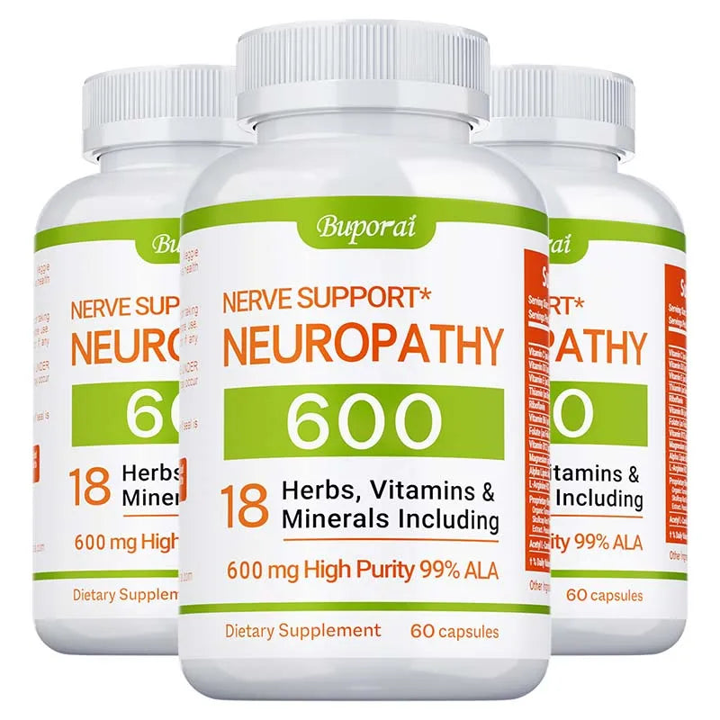 Neuropathy Support Supplement 600mg - Reduces Stress, Promotes Nerve Health and Brain Function, Cellular Energy, Non-GMO