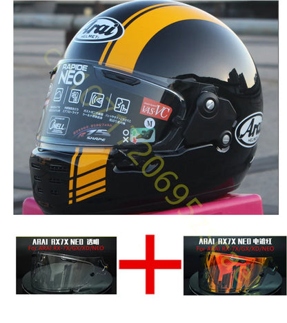 RAPIDE NEO Japanese Mode Full Face Helmet,For Harley Motorcycle And Cruise Motorcycle Protective Helmet,Bright Black Yellow