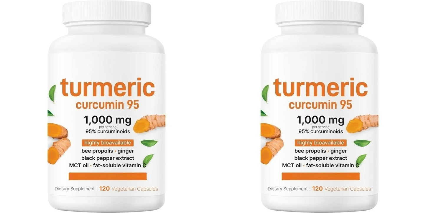 Turmeric Curcumin Supplement 1,000mg–95% Curcuminoids with Black Pepper & Ginger–Supports Joint & Antioxidant Health 120Capsules