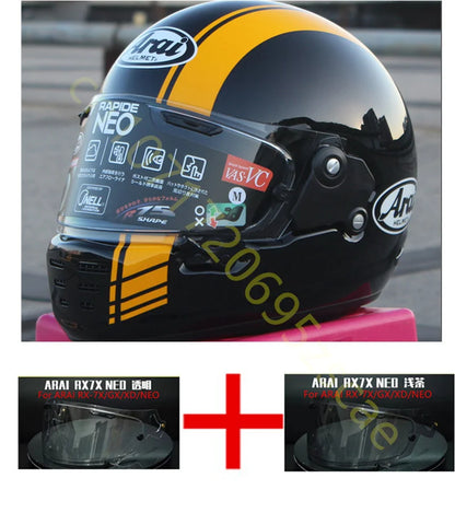RAPIDE NEO Japanese Mode Full Face Helmet,For Harley Motorcycle And Cruise Motorcycle Protective Helmet,Bright Black Yellow