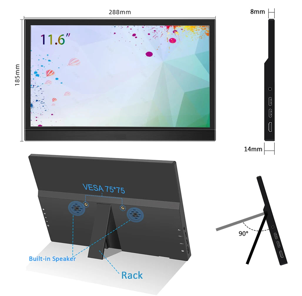 The 11.6-inch portable monitor supports gaming screens on laptops, PCs, Xbox, and Switch. Touchable