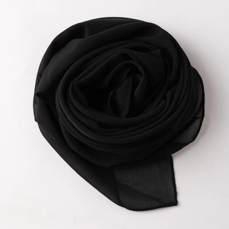 Muslim Chiffon Hijab Scarf Solid Color Square Head Wrap For Women Hijabs Scarves Jersey Hijabs Islamic Turban Headband Shawl