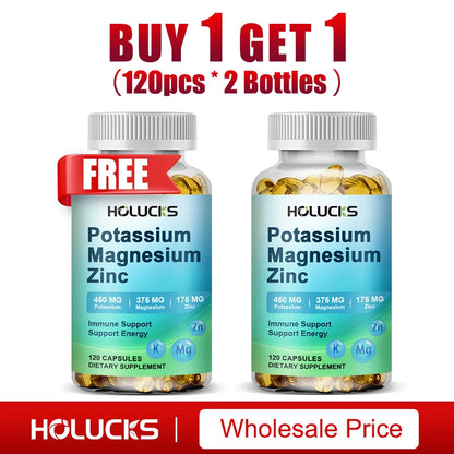 Potassium Magnesium Complex Supplement, Support Vascular, Bone, Heart, Muscle & Nerve Health, Boost Immune, Enhance Energy