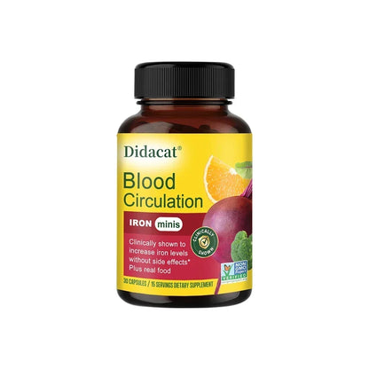 Blood Circulation - Iron Supplement - Iron with Vitamin C, Vitamin B12 and Folic Acid - Blood Health, 120 Capsules