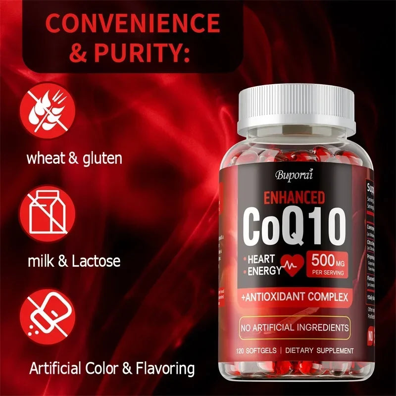 CoQ10 Supplement - Antioxidant, Promotes Blood Circulation, Heart Health and Energy Production, and Enhances Immunity