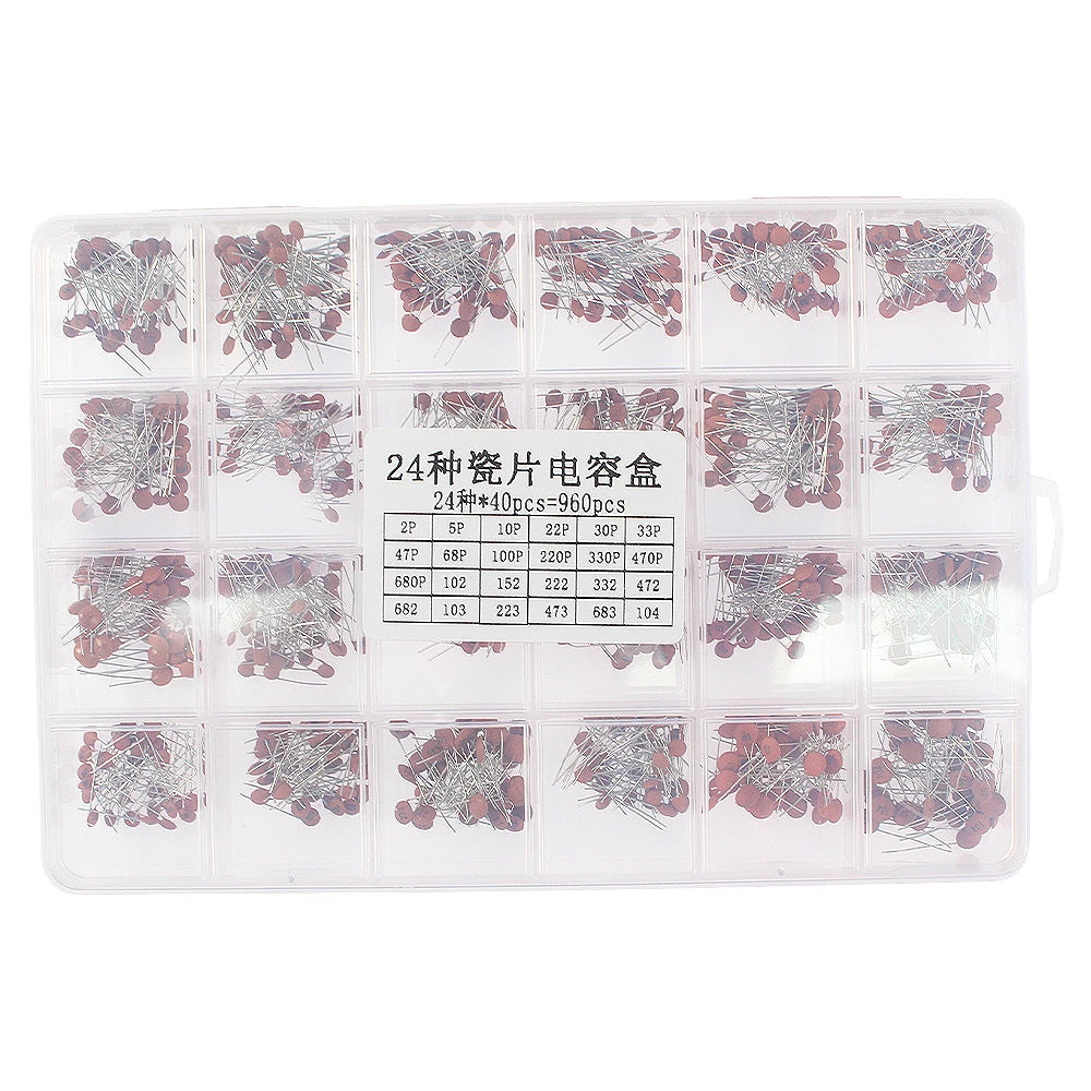 300/960pcs Ceramic Capacitors Kit 2pF-0.1uF Electronic Components Package Capacitor Assorted Samples Diy Kit