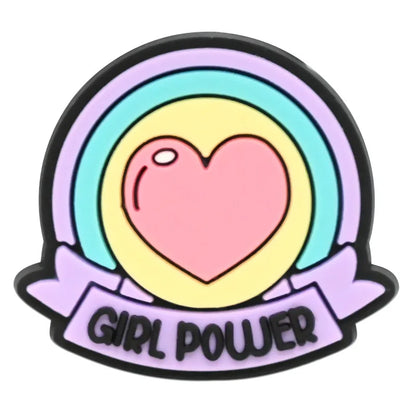 Cute Pink Power Shoe Charms Decoration for Crocs Pin Accessories Charms Bracelet Wristband DIY Shoe Women Party Gifts