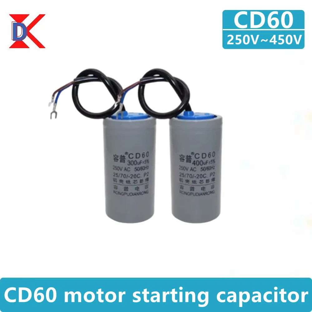CD60 Motor Run Capacitors 250V 450V 50UF 75UF 100UF 150UF 200UF 250UF 300UF 350UF 400UF 450UF 500UF Start Water Pump Washer