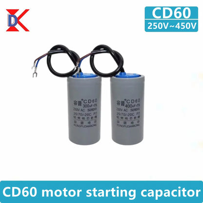 CD60 Motor Run Capacitors 250V 450V 50UF 75UF 100UF 150UF 200UF 250UF 300UF 350UF 400UF 450UF 500UF Start Water Pump Washer