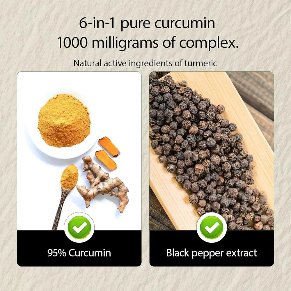 Turmeric Curcumin Supplement 1,000mg – 95% Curcuminoids with Black Pepper & Ginger, Supports Joint & Antioxidant Health