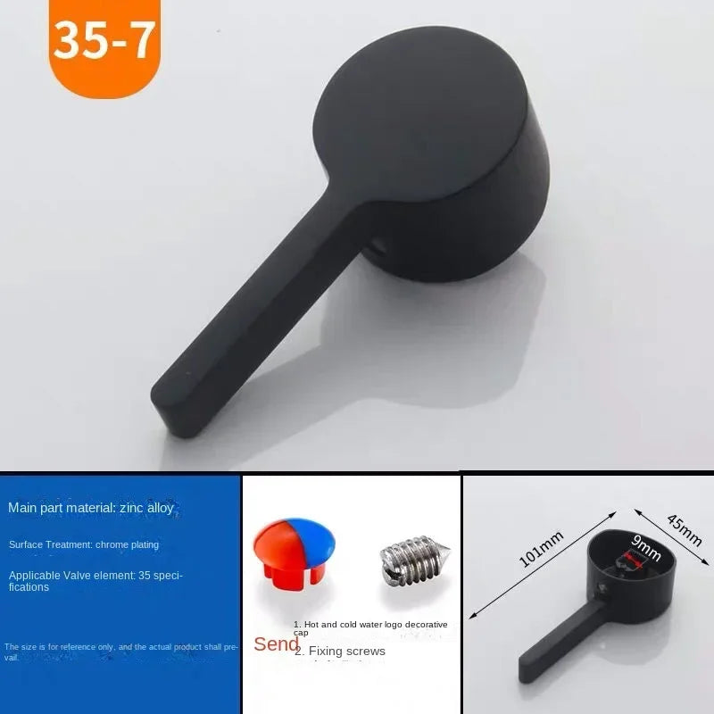 Black Faucet Switch Handle Mixing Valve Spool Handle Basin Kitchen Shower Hot and Cold Faucet Repair Accessories