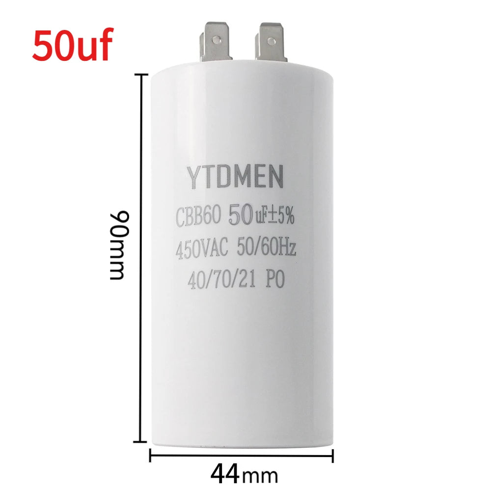 1PCS CBB60 Starting Capacitor 450VAC 4pin Double Insert Electric Replacement Motor Run Capacitors 4UF 5UF 6UF 8UF 16UF 20UF 60UF