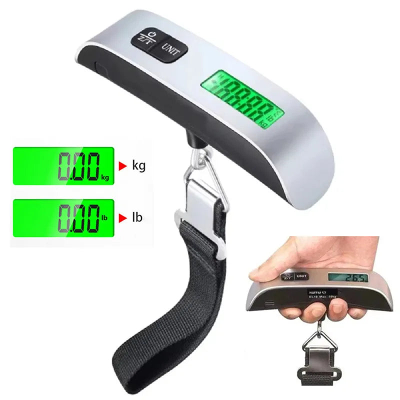 Digital Luggage Scale Electronic Portable Scale 110lb/50kg LCD Display Travel Suitcase Hanging Scales Balance Weighing Scale