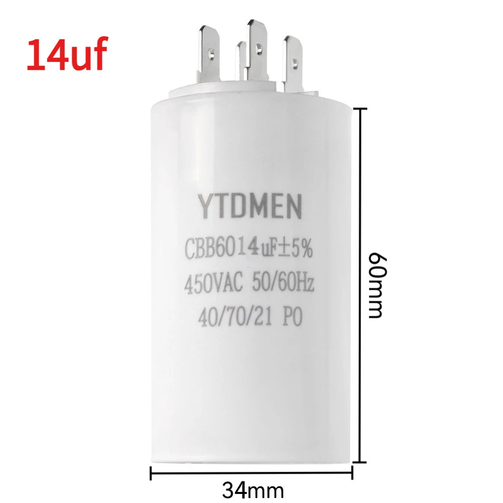 1PCS CBB60 Starting Capacitor 450VAC 4pin Double Insert Electric Replacement Motor Run Capacitors 4UF 5UF 6UF 8UF 16UF 20UF 60UF