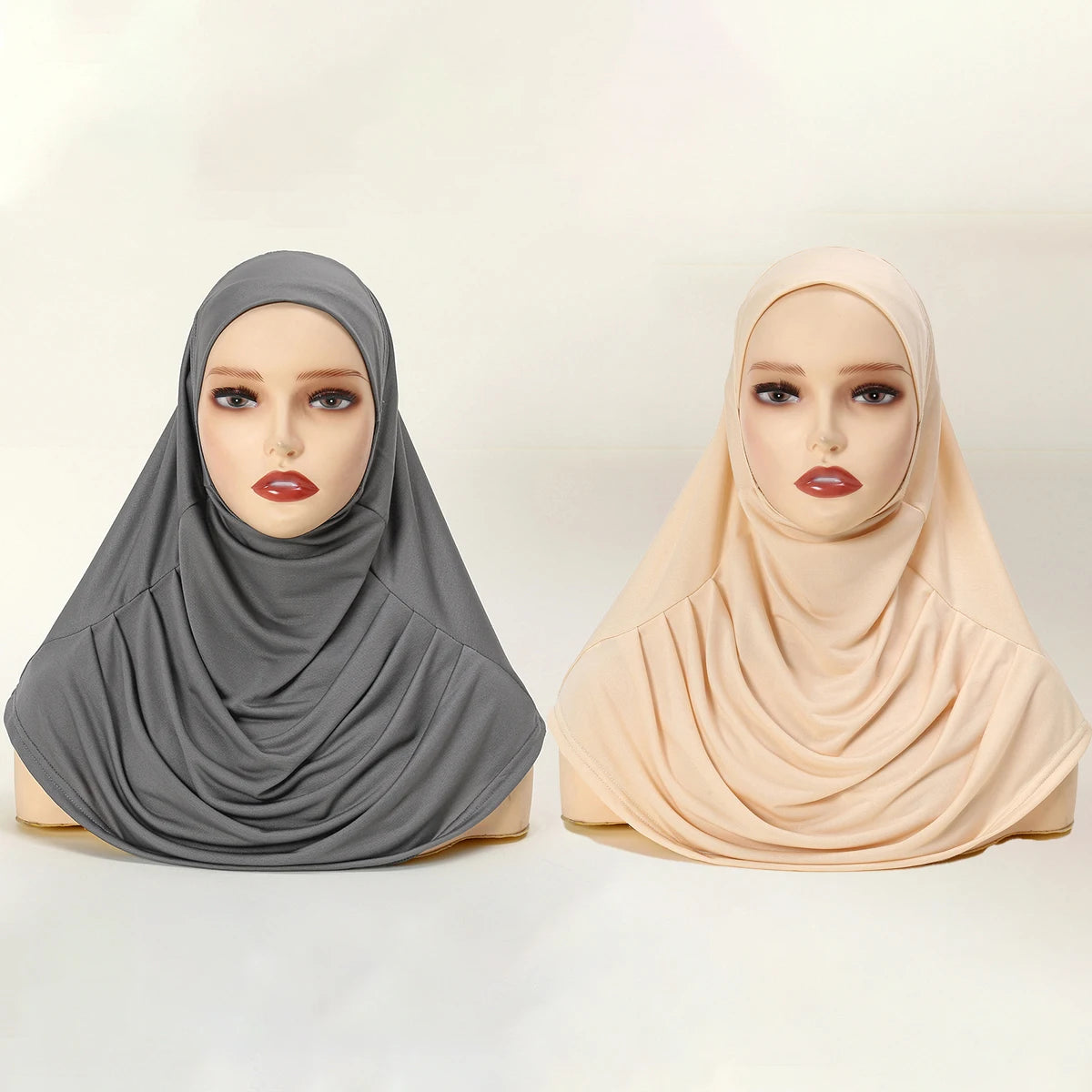 2/Pcs Crystal Hemp Wrinkle Hijab Instant Hijab Muslim Innerscarf For Woman Under Cap Hat Lady Solid Soft Headscarf Modal Jersey