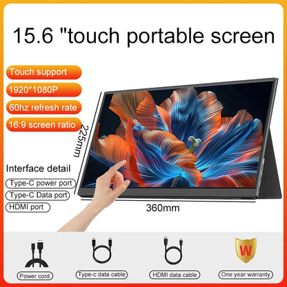 LANLIPU 14/15.6/16 inch Portable Touch Monitor 1K HDR Second Display For office PS4/5 Switch PC  Cell  Phone Loptop Extension