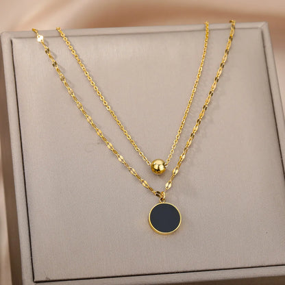 Double Layer Hollow Clavicle Chain Stainless Steel Necklace For Women Punk Hip-Hop Streetwear Jewelry Dropshipping